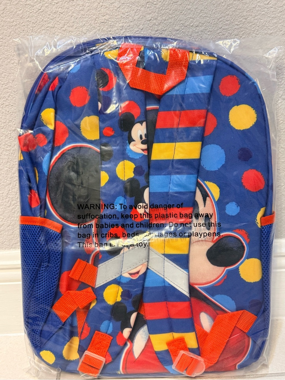 Disney Mickey Mouse Backpack in Blue, Red, Yellow - Picture 3 of 7